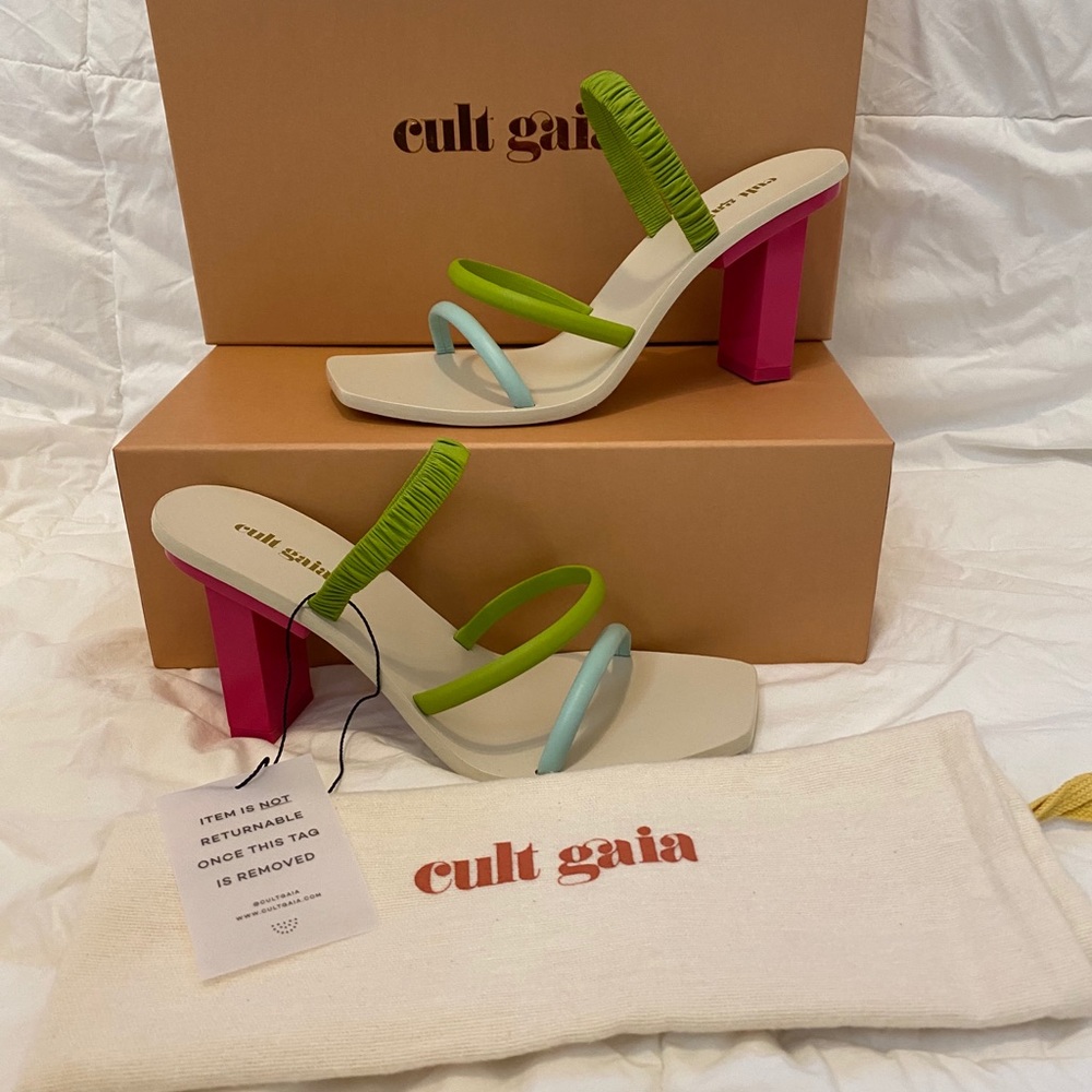 Cult Gaia “Kaia” Sandal Heel in Hibiscus Muli